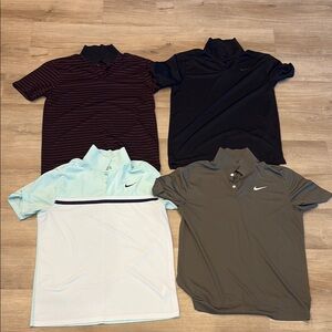 Four (4) Nike Golf Shirt Set - Black, Maroon, Olive, Mint Green